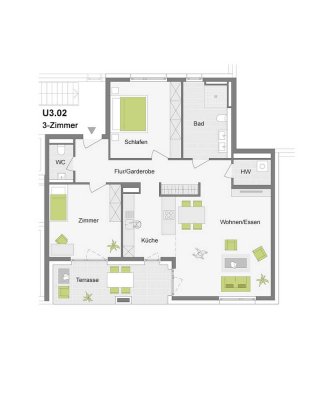 BEZUGSFERTIG :: 3-Zimmerwohnung 105 m² mit ca. 50 m² Gartenfläche