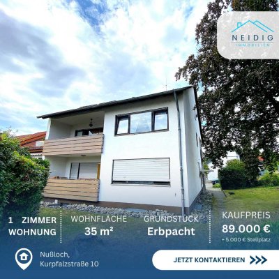 ❯❯ PROFITABLES INVESTMENT - Funktionale 1-Zimmer-Wohnung auf Erbpachtgrundstück in Nußloch ❮❮