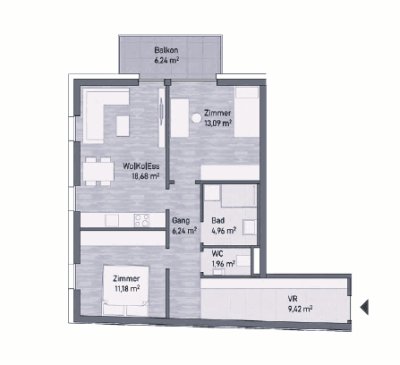 -8,5% Baustartaktion! 3-Zi.- Eigentumswohnung (65,53m²) mit Balkon - Grazer Stadtlage