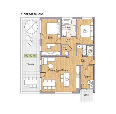 4  Zimmer-Penthouse-Wohnung (Wohnungstyp 12)