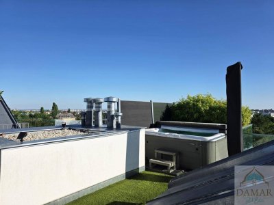 Den Arbeitsalltag im eigenen Whirlpool auf der riesigen Dachterrasse vergessen und die Seele baumeln lassen!