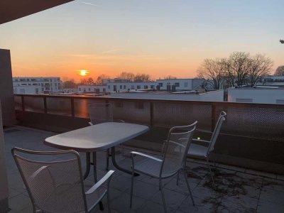 Exklusive, neuwertige 2-Zimmer-Penthouse-Wohnung mit Dachterrasse und Blick über Freising