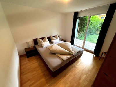 Moderne 2-Zimmer Gartenwohnung mit Terrasse &amp; TG-Platz – möbliert möglich, Top Lage Altenstadt