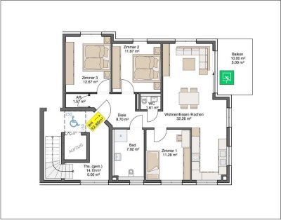 Neubau OG Wohnung mit 4 Zimmern und Südbalkon in Dettingen u. Teck