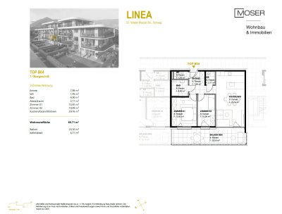 LINEA in Schwaz - Top B04 - 3-Zimmer-Neubauwohnung mit 20 m² Balkon