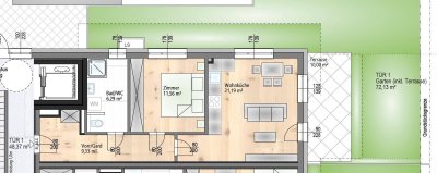 Your Christmas present: Stylish 2-room garden apartment with sunny 10 m² terrace – shower – ready to move in