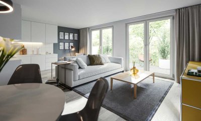 Baustolz: 2-Zimmerwohnung mit schönem Garten.