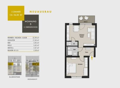 Wohnen in Top-Lage! Neuausbau! Wärmepumpe! - Blumenstraße 13-15 / WE 5