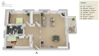Neubau 3-Zimmer-Wohnung mit Balkon – durchdachter Grundriss & viel Licht