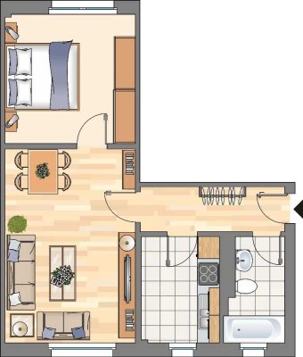 Tolle Lage im grünen, Erdgeschoss, Balkon mit modernem Wannenbad