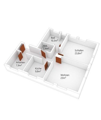 Sonnenseite, attraktiv geschnitten, großes Bad,  ruhig, Blick auf Schloss, nähe ICE-Bahnhof/Stadt,