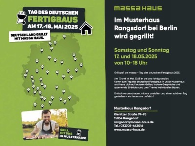 � massa grillt! - Grillfest & Hausbau-Erlebnis am 17. und 18. Mai 2025 im Musterhaus Rangsdorf
