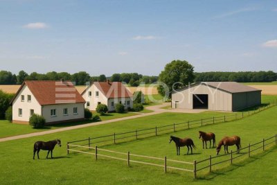 Zwei Häuser, ein landwirtschaftlicher Betrieb und 25 ha Grundstück