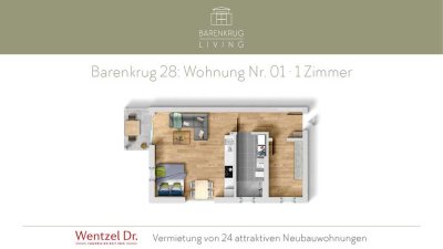 Moderne 1-Zimmer-Wohnung mit Terrasse – Farmsen-Berne – Wentzel Dr.