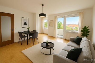 Gepflegte Wohnung mit Loggia, Grünblick, 2 KFZ Stellplätze (optional) und idealer Anbindung | ZΞLLMANN IMMOBILIEN