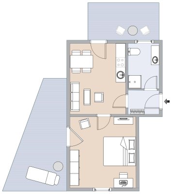 Helle und gut geschnittene 41,36 m² Wohnung mit Balkon und Terrasse