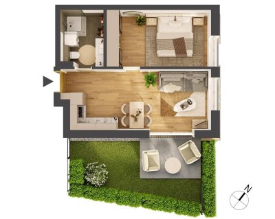 Hochwertige 2-Zimmer Neubau-Gartenwohnung HW03