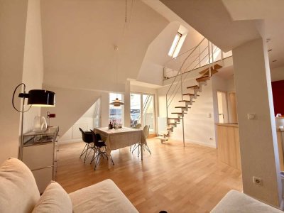 Lichtdurchflutete 3,5-Z. Maisonette, Balkon und Panorama Ausblick (hochwertig möbliert, unbefristet)