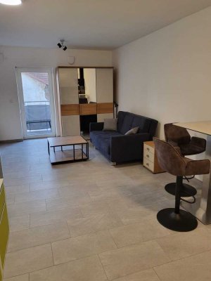 Vollmöblierte, neuwertige Wohnung mit einem Zimmer und Balkon in Grünstadt