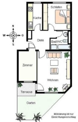 Sonnige 2,5 Zimmer EG-Wohnung mit kleinem Garten