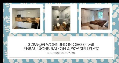 3 Zimmer Wohnung mit EBK, Balkon, PKW-Stellplatz