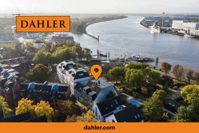 Wohnen mit unverbaubarem Blick - exklusive 3-Zimmer-Terrassenwohnung an der Weser