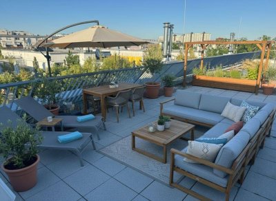 Herbsttage auf der großen Dachterrasse genießen - Nähe Kirchenplatz Atzgersdorf.