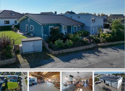 Ein lichtdurchfluteter Bungalow mit Gewerbehalle für die ganze Familie in Top-Wohnlage von Bork