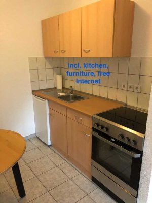 Studenten-Appartement incl. furniture, free Internet, kitchen; 1,8 km to Uni
