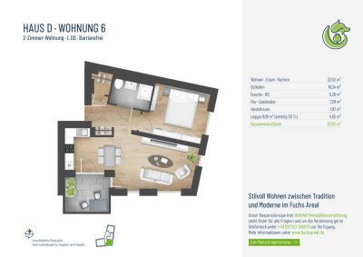 HN-Ost – Exklusive 2-Zimmer-Wohnung im Neubau (D6)!