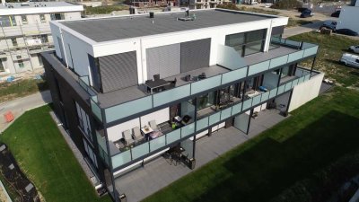 Luxus-Terrassenwohnung nach Süden, Wärmepumpe, Neubau, Glasfaser-Internet, hell, großzügig