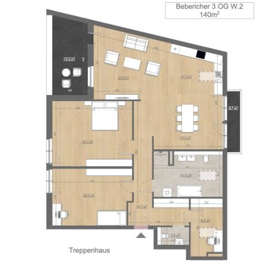 Exklusive Dachgeschosswohnung mit 3,5 Zimmern auf 141 m², zwei Balkone und stufenlosem Zugang