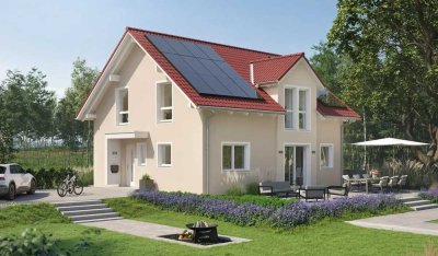 Modernes Fertighaus mit riesigem Platzangebot