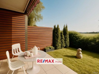 Zwei-Zimmer-Erdgeschosswohnung mit Südwestterrasse, Gartenidylle und Weitblick