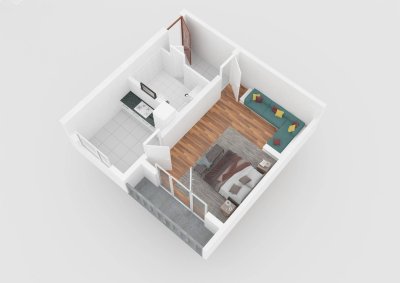 Frisch renovierte, 1,5-Raum-Wohnung mit EBK und Balkon in Graz
