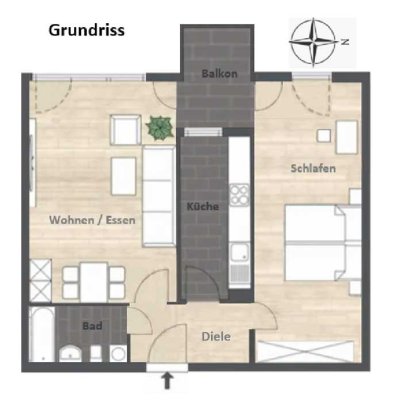 Helle 2-Zimmer-Wohnung in Unterbiberg (Nähe von Neuperlach Süd U5)