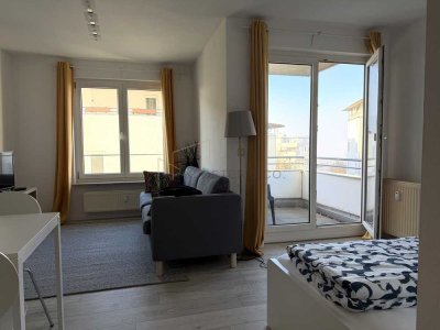 Gepflegte, voll möblierte & ausgestattete 2-Zimmer-Wohnung mit Balkon und Tiefgaragenstellplatz