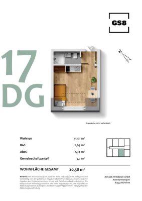 Modernes Studentenapartment inkl. Möbel – Neubau am Englischen Garten