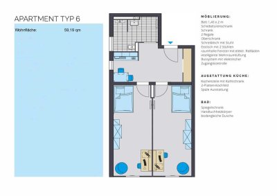 Voll Möbliertes 2-Zimmer Apartment