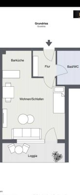 Kleine Stadtwohnung zu vermieten 600 € - 38 m² - 1.0 Zi.