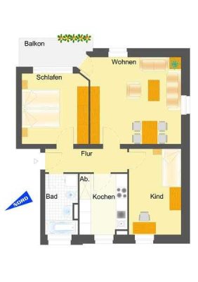 3-Zi.-Whg mit Loggia und Stellplatz