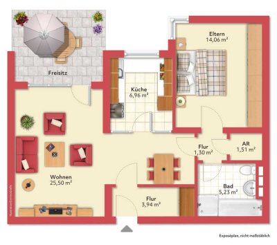 Schöne 2-Zimmer-Erdgeschosswohnung mit Terrasse in Bochum