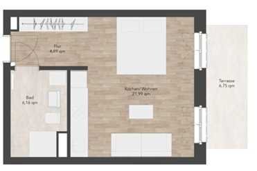 Helle 1-Zimmer-Wohnung mit Terrasse & Keller in grüner Lage von Stahnsdorf – Frei ab 01.10.2025