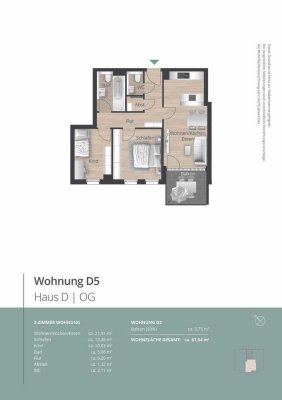 D5 - Moderne 3 Zimmer Wohnung mit Balkon und Gäste WC im Quartier am Schmidbächle