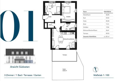 Stilvolle 3-Zimmer-Neubau-Gartenwohnung mit EBK in Oberding