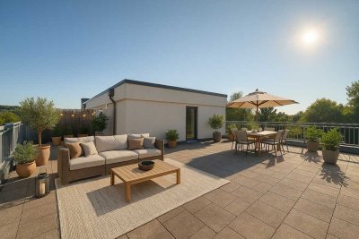 Exklusive 2-Zimmer-Penthouse-Wohnung mit 360°-Dachterrasse und Stellplatz