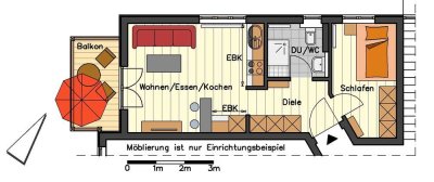 Geschmackvolle, gepflegte 2-Zimmer-Wohnung mit Balkon und Einbauküche in Siegsdorf
