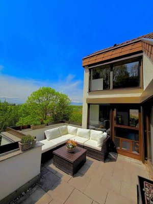 3,5-Zi-Penthouse-Maisonette im Dachgeschoss: Galerie, große Süd-Dachterrasse, Balkon, Panoramablick