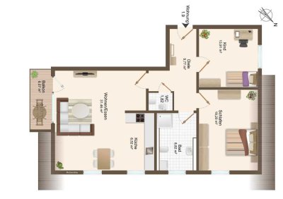 Traumhafte 3-Zimmerwohnung im DG mit perfekter Grundrissgestaltung