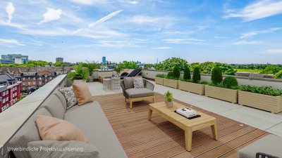 Luxuriöses Wohnen auf ca. 260 m² mit atemberaubender Dachterrasse und Rheinblick